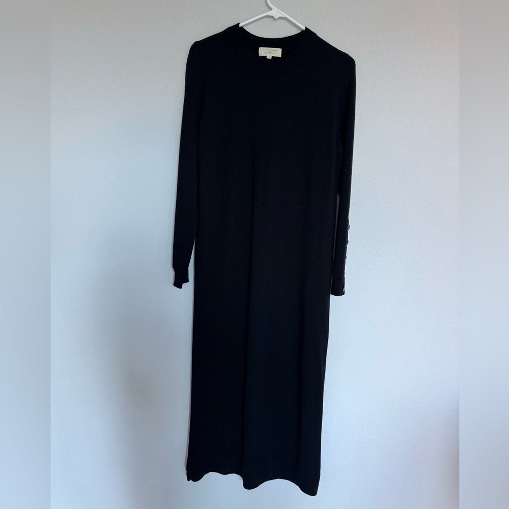 Sezane knit sweater midi dress black M 100% Merino wool - Picture 2 of 7